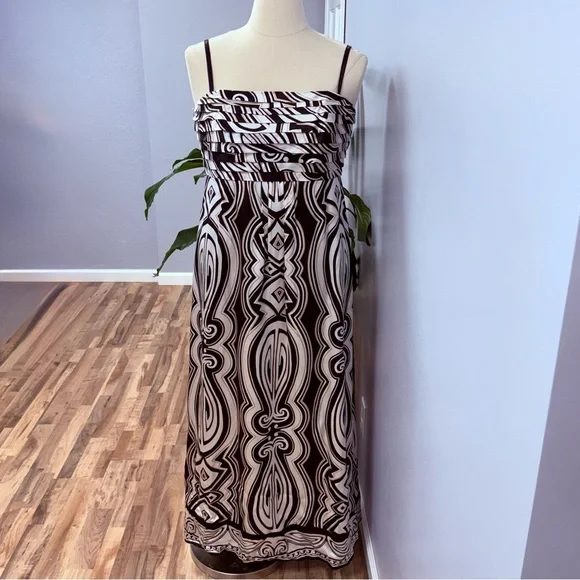 White House Black Market | Dresses | Nwt White House Black Market Silk Maxi  Dress 6 Art Deco Print Whbm Gold | Poshmark